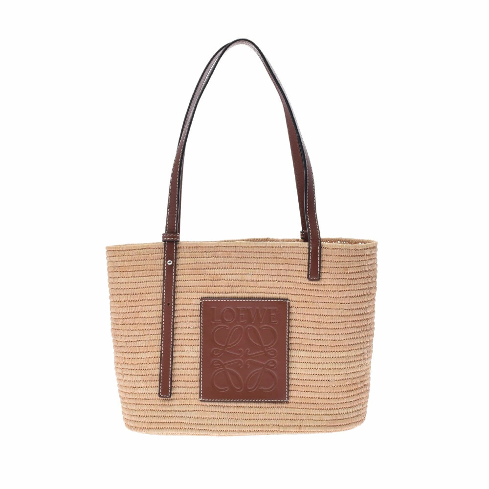 LOEWE Basket Bag Brown Raffia Leather Handbag